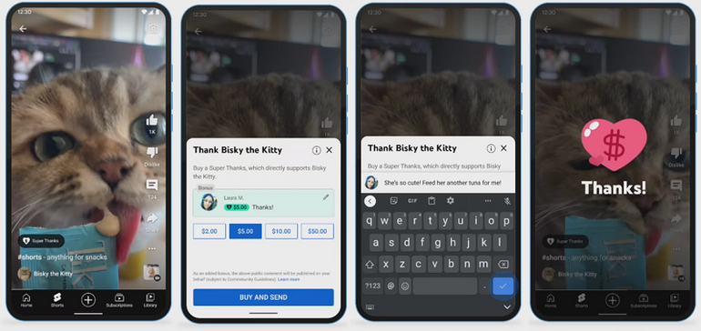YouTube Launches Beta Test of Super Thanks in Shorts