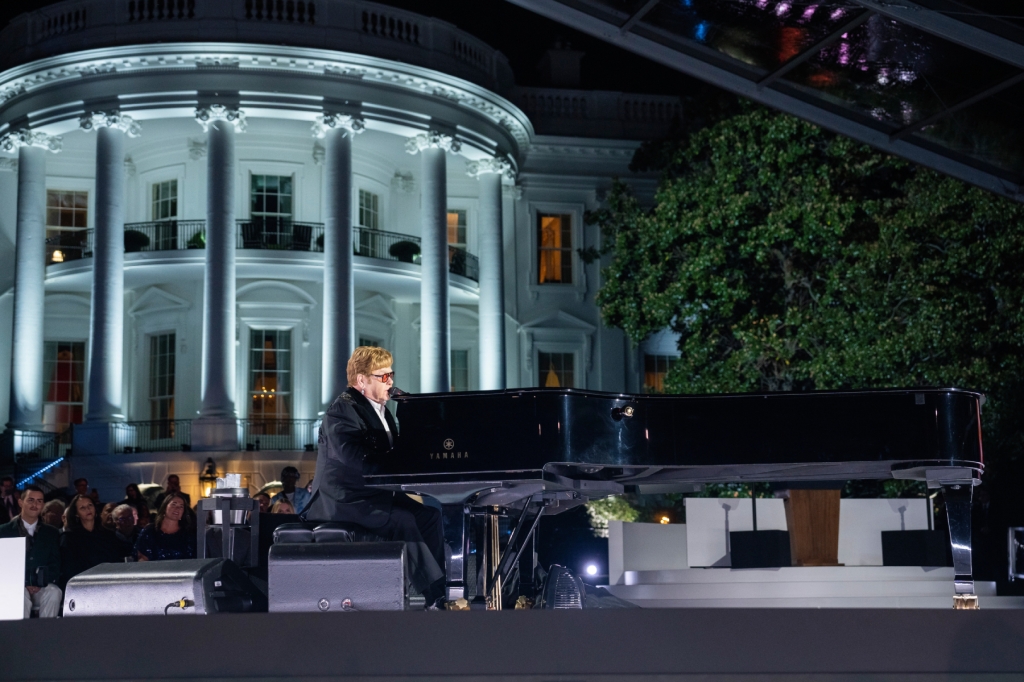 Elton John Performs for White House, Gets Surprise Medal From President Biden